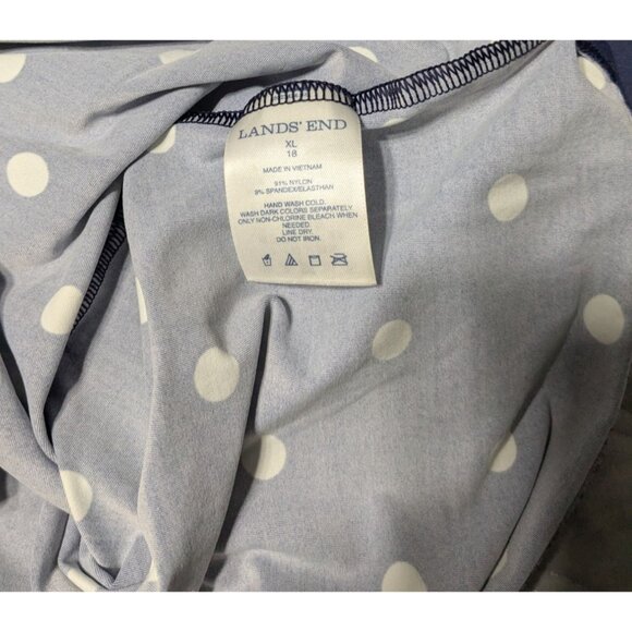 Lands End Navy Polka Dot Long Sleeve Top XL - Picture 5 of 10